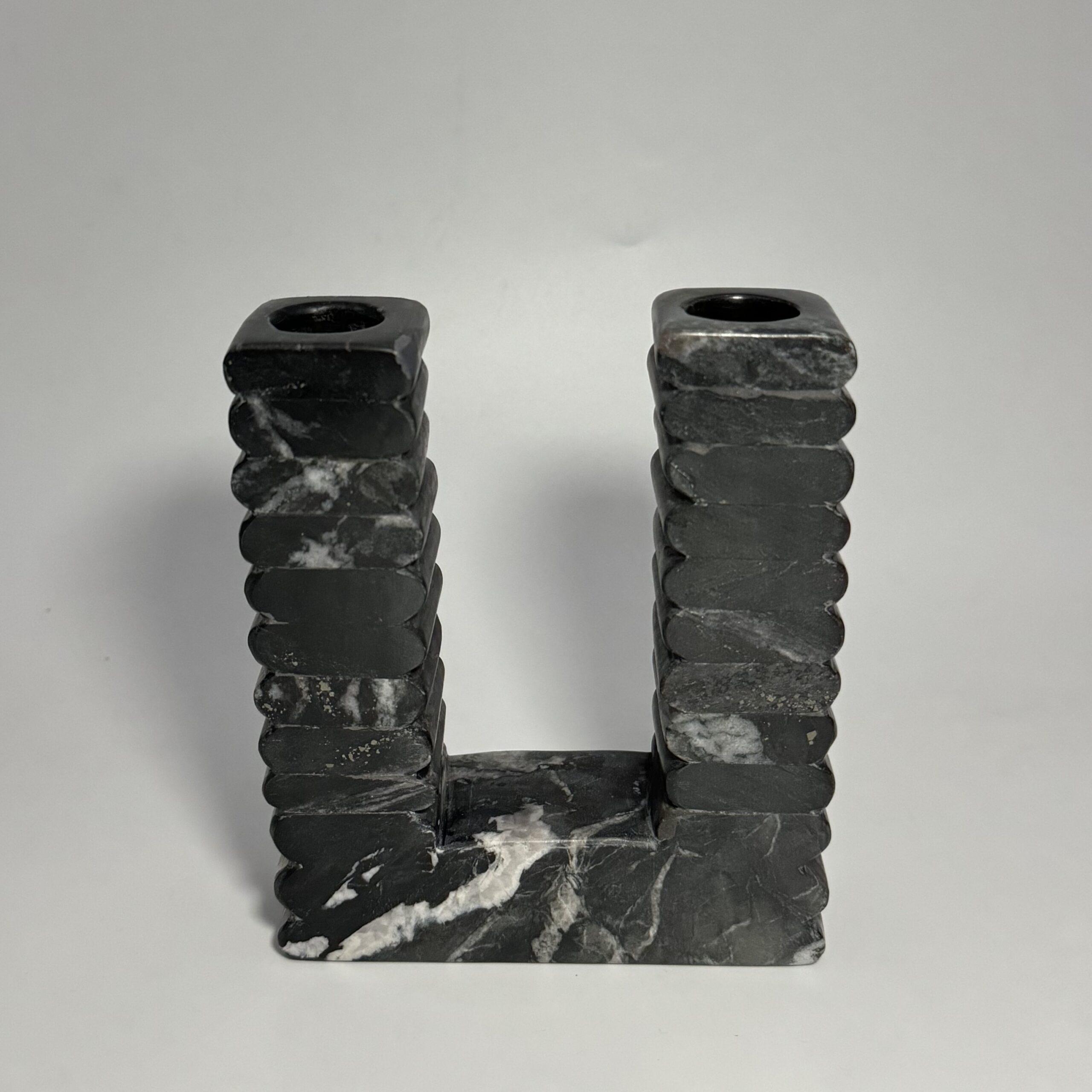 Black Marble Candle Holder