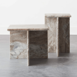 Beige Marble Side Tables