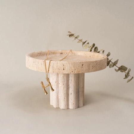 Travertine Marble Pedestal Bowl