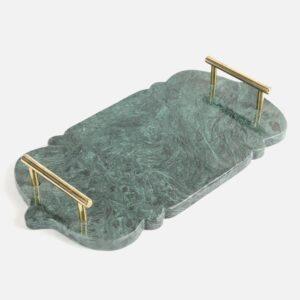 Green Marble tray with Handle