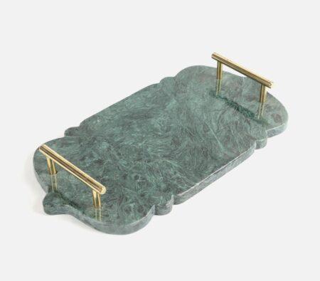 Green Marble tray with Handle