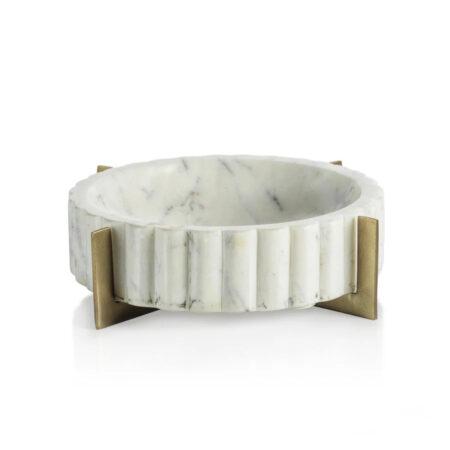 White Marble Bowl with Metal